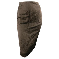 PRADA Spring 2009 Size US 10 / IT 44 Brown Winkled Cotton Metal Blend Skirt