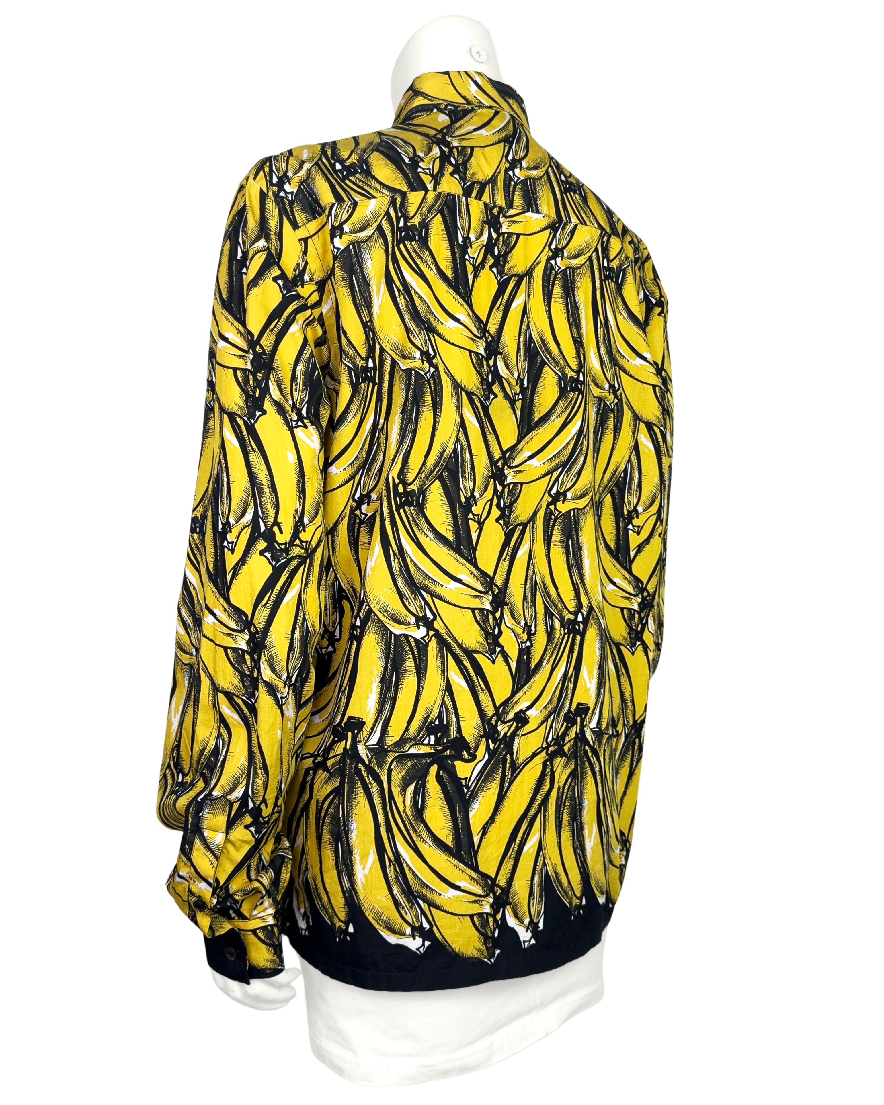 Beige Prada Spring 2011 Banana Print Button Up Shirt
