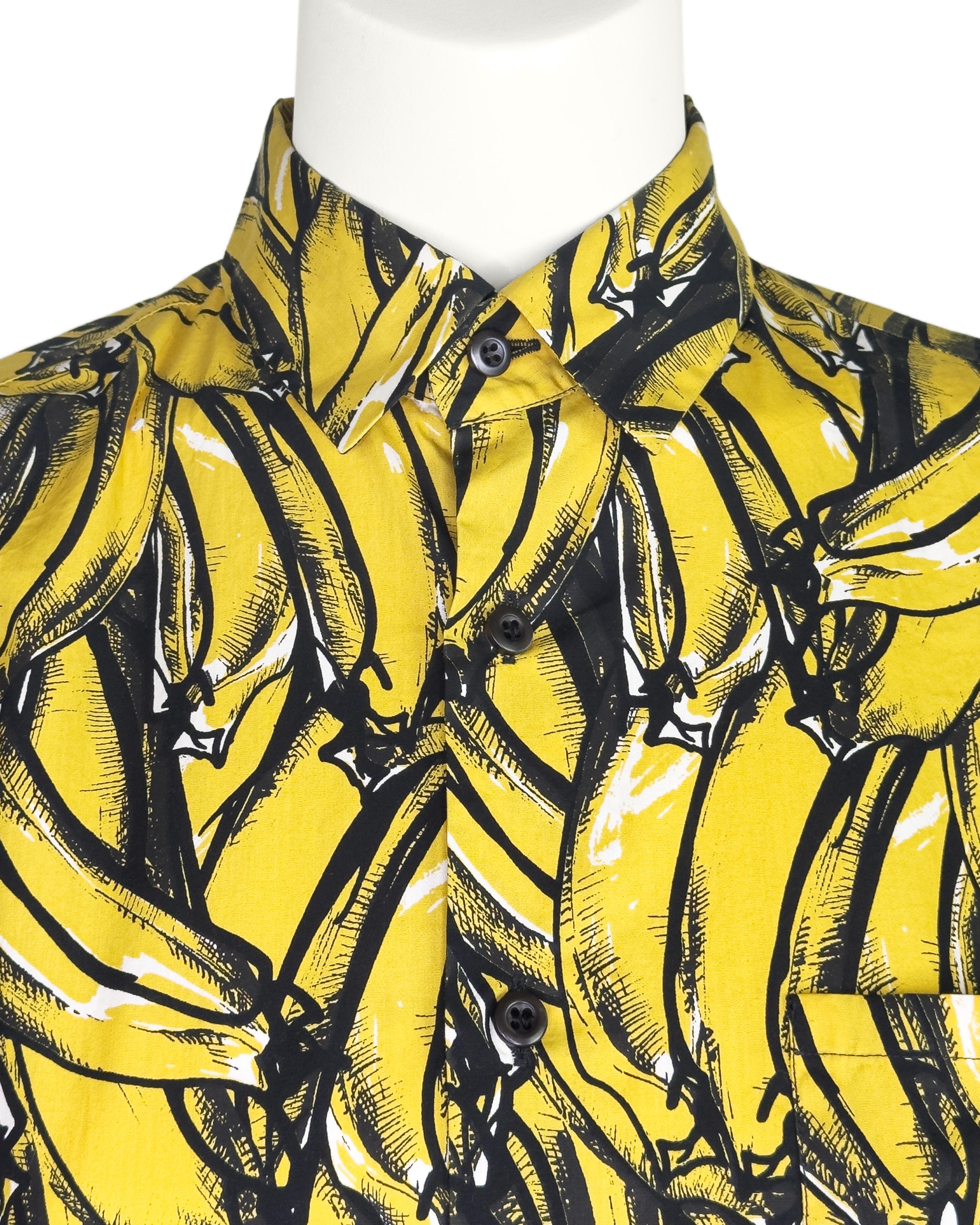 Prada Spring 2011 Banana Print Button Up Shirt In New Condition In Toronto, Ontario