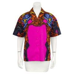 Prada Spring 2011 Pink and Orange Cotton Shirt with Monkey Baroque Print