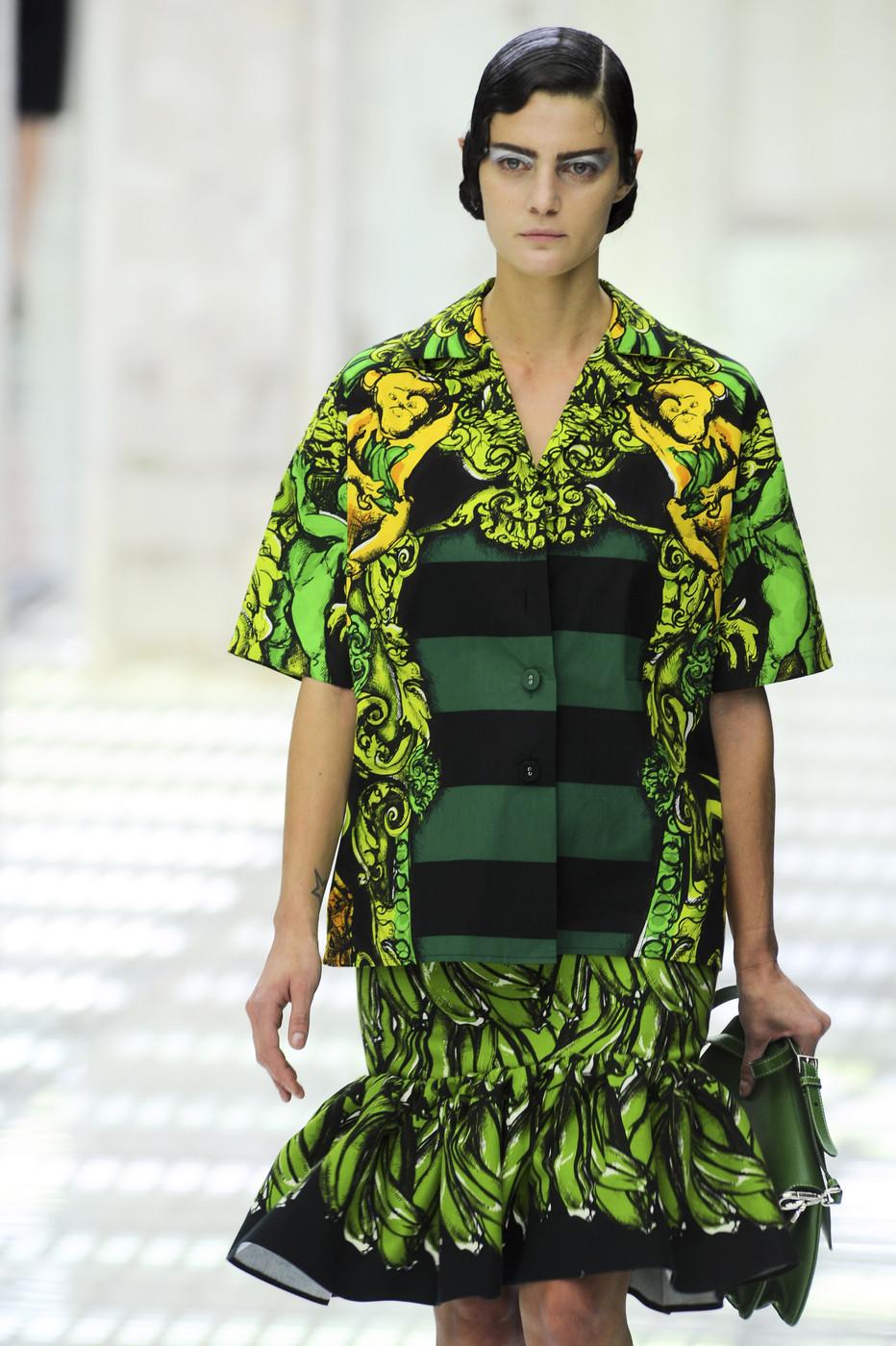 Prada Spring 2011 Ready-to-Wear Green Banana Skirt 1