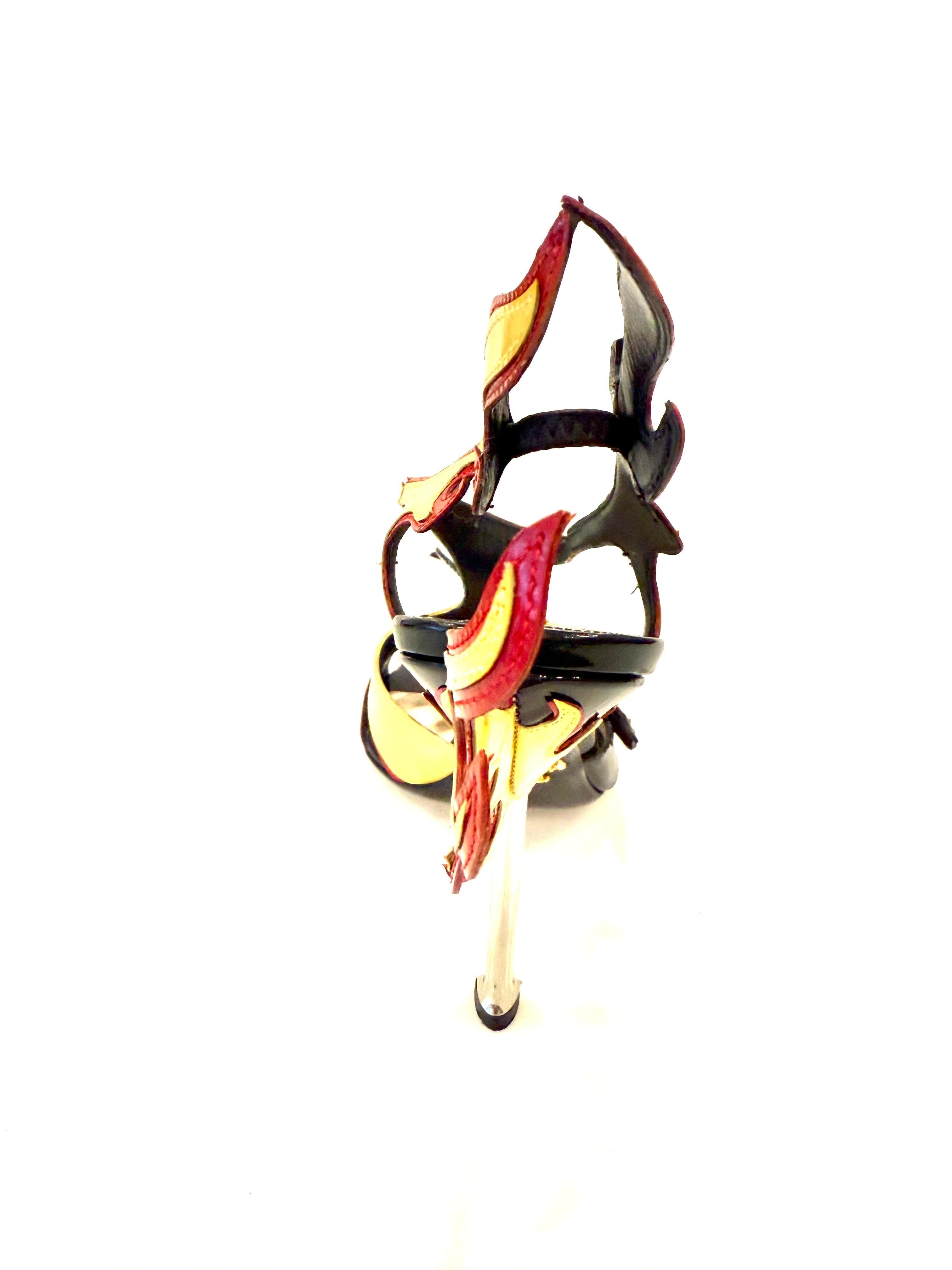 Prada Frühjahr 2012 Laufsteg Flamme Lackleder Slingback Heels  Größe 38 8