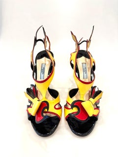 Prada Spring 2012 Runway Flame Patent Leather Slingback Heels  Size 38