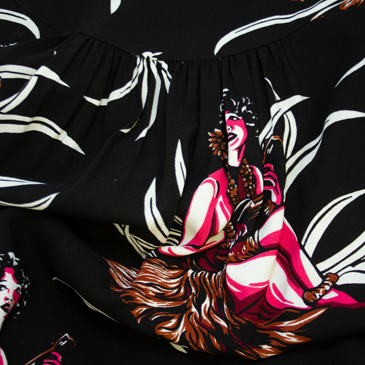 Prada Spring 2014 Hawaiian Hula Girl Print Skirt In Excellent Condition In Toronto, Ontario