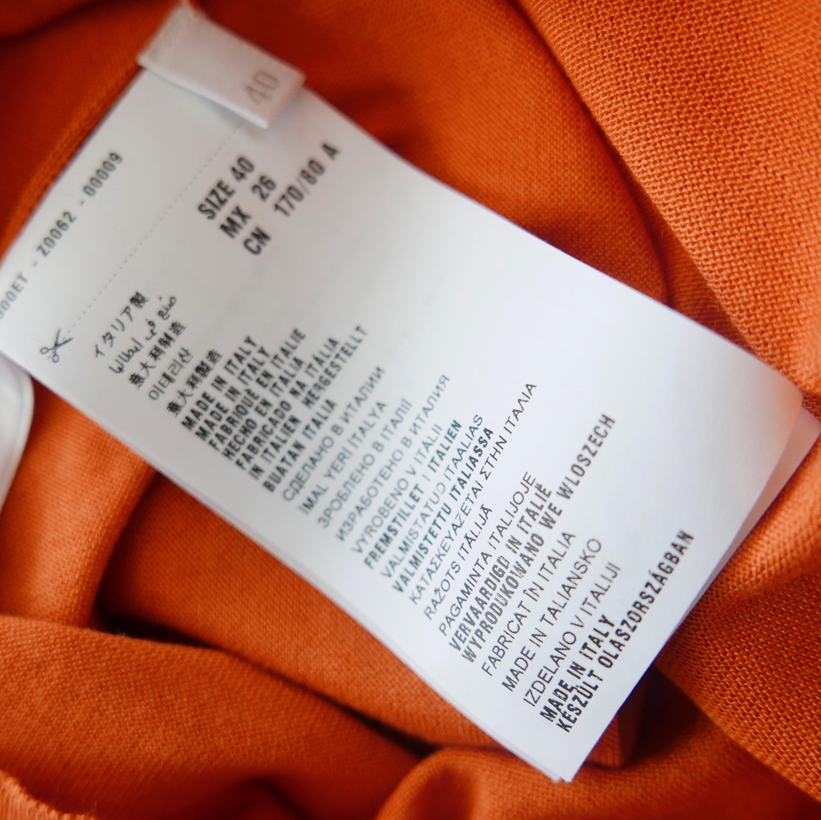 Prada Spring 2014 Orange Silk & Wool Floral Intarsia Fine Knit Sweater Top For Sale 1