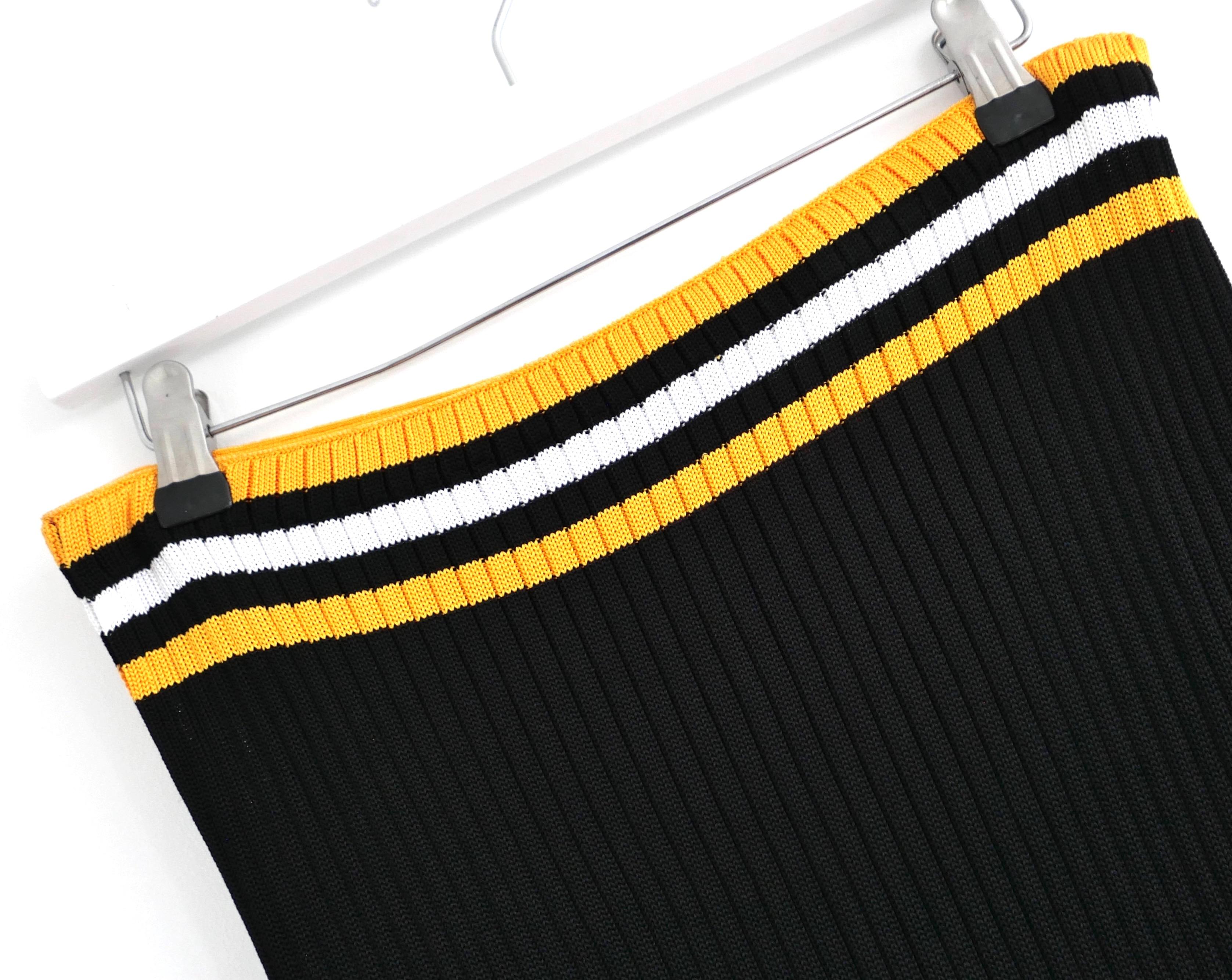 Black Prada Spring 2014 Ribbed Knit Stripe Detail Skirt For Sale