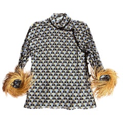 Prada Spring 2017 Spring Runway Blouse with fur trim sleeve