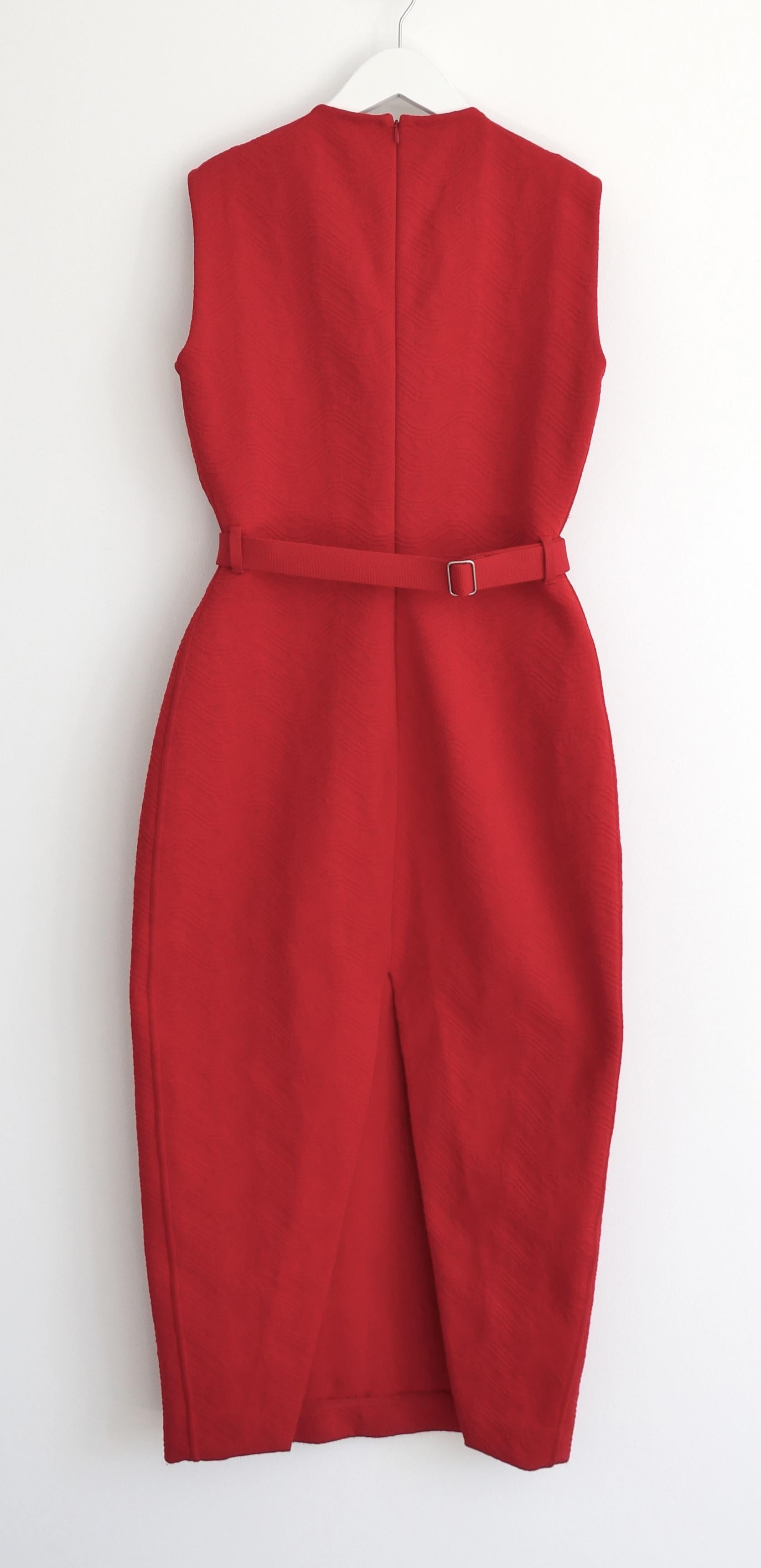 Prada Printemps 2022 Robe en jacquard rouge Miuccia x Raf Simons Pour femmes en vente