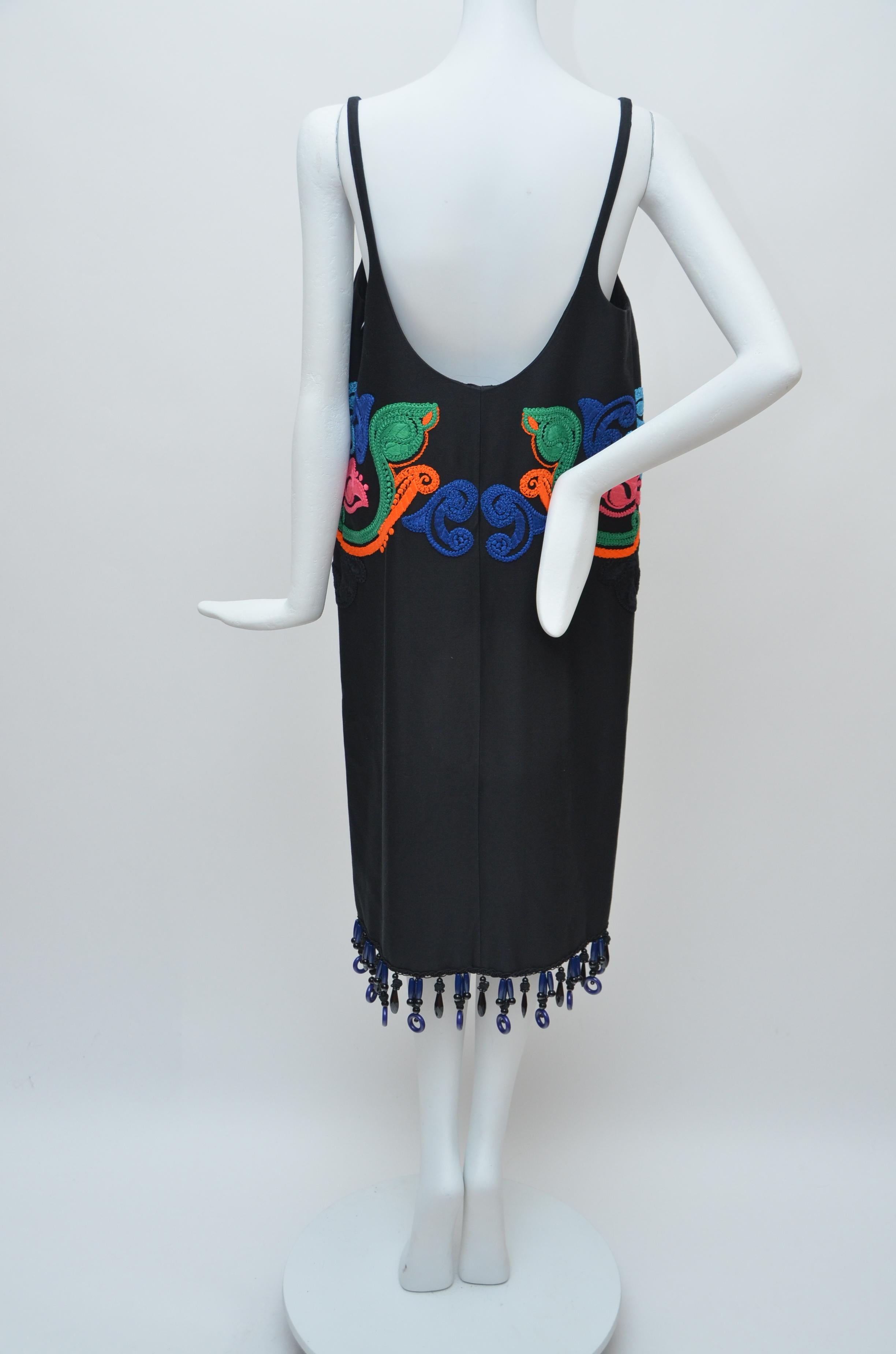 Black Prada Spring Runway 2011 Monkey Embellished Printed Dress Size 40  Mint