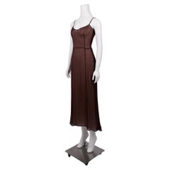 Prada Spring/Summer 1997 Brown Silk Sheer Spaghetti-Strap Dress