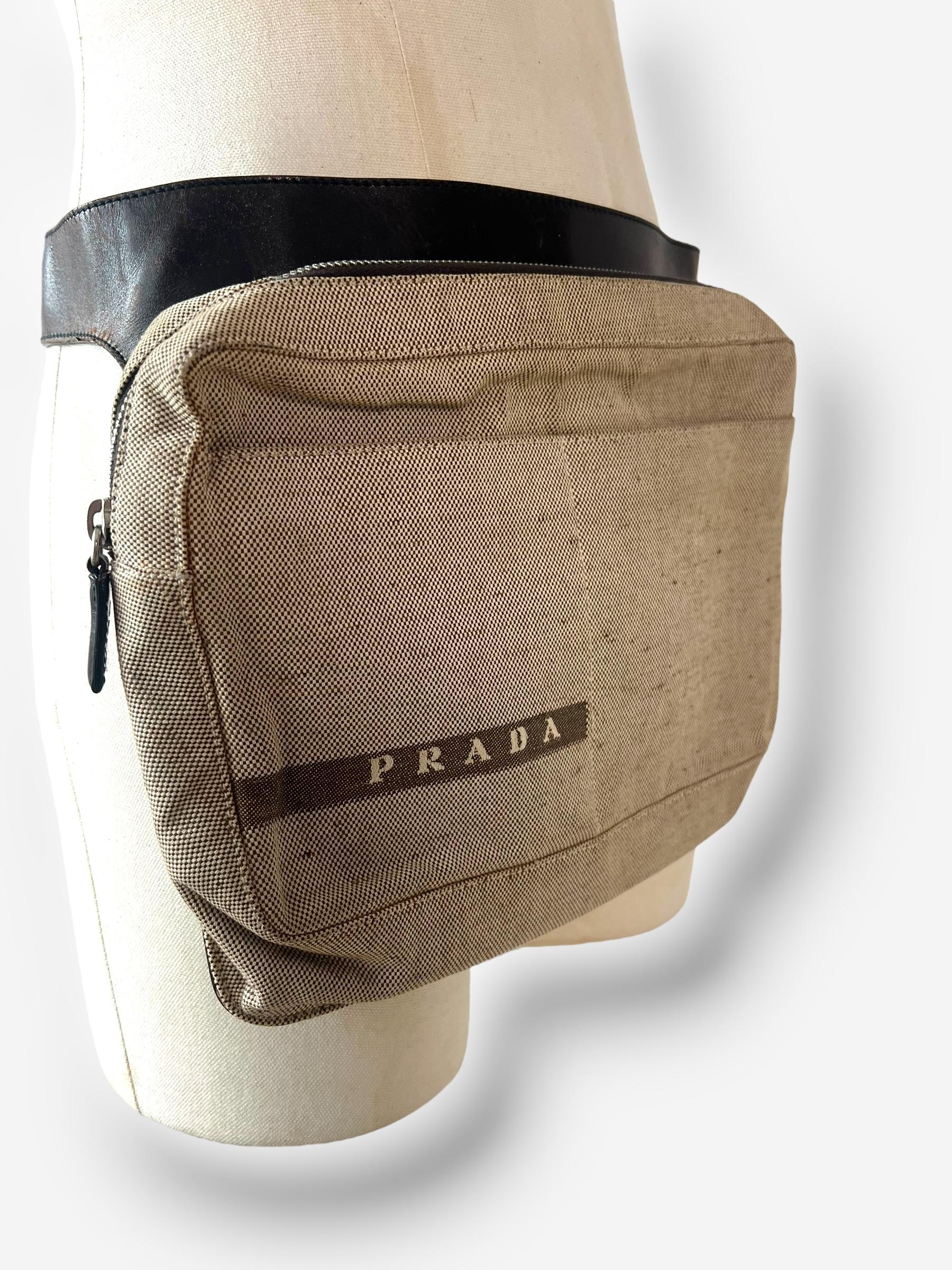 Women's Prada Spring/Summer 1999 Canvas Waist Bag For Sale