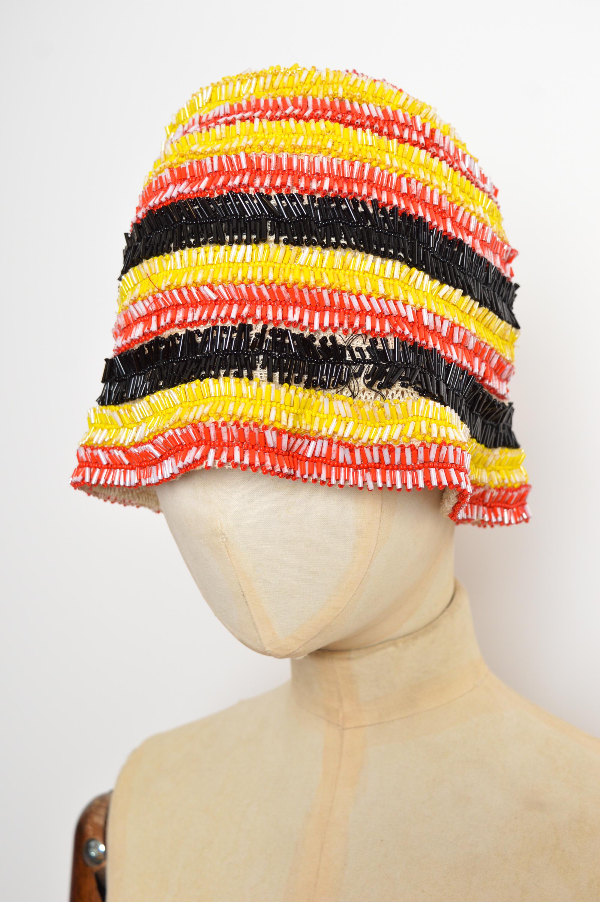PRADA Spring / Summer 2005 Hand beaded decorative Bob Hat / Sun Hat For Sale 5