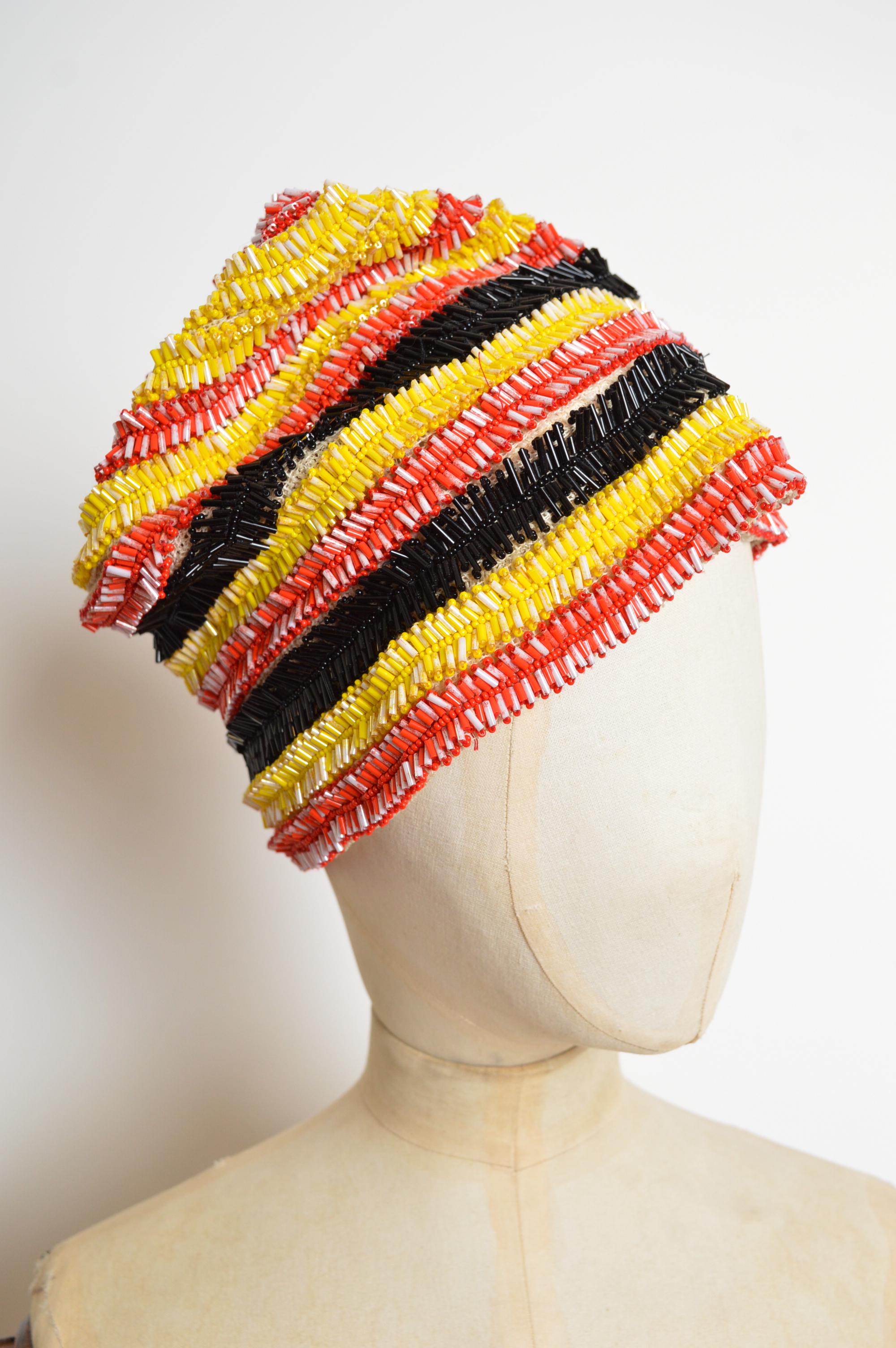 Beige PRADA Spring / Summer 2005 Hand beaded decorative Bob Hat / Sun Hat For Sale