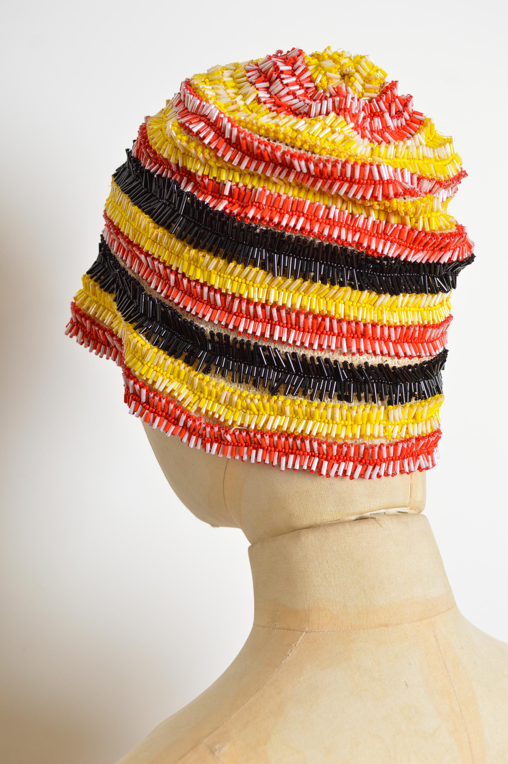 PRADA Spring / Summer 2005 Hand beaded decorative Bob Hat / Sun Hat For Sale 1