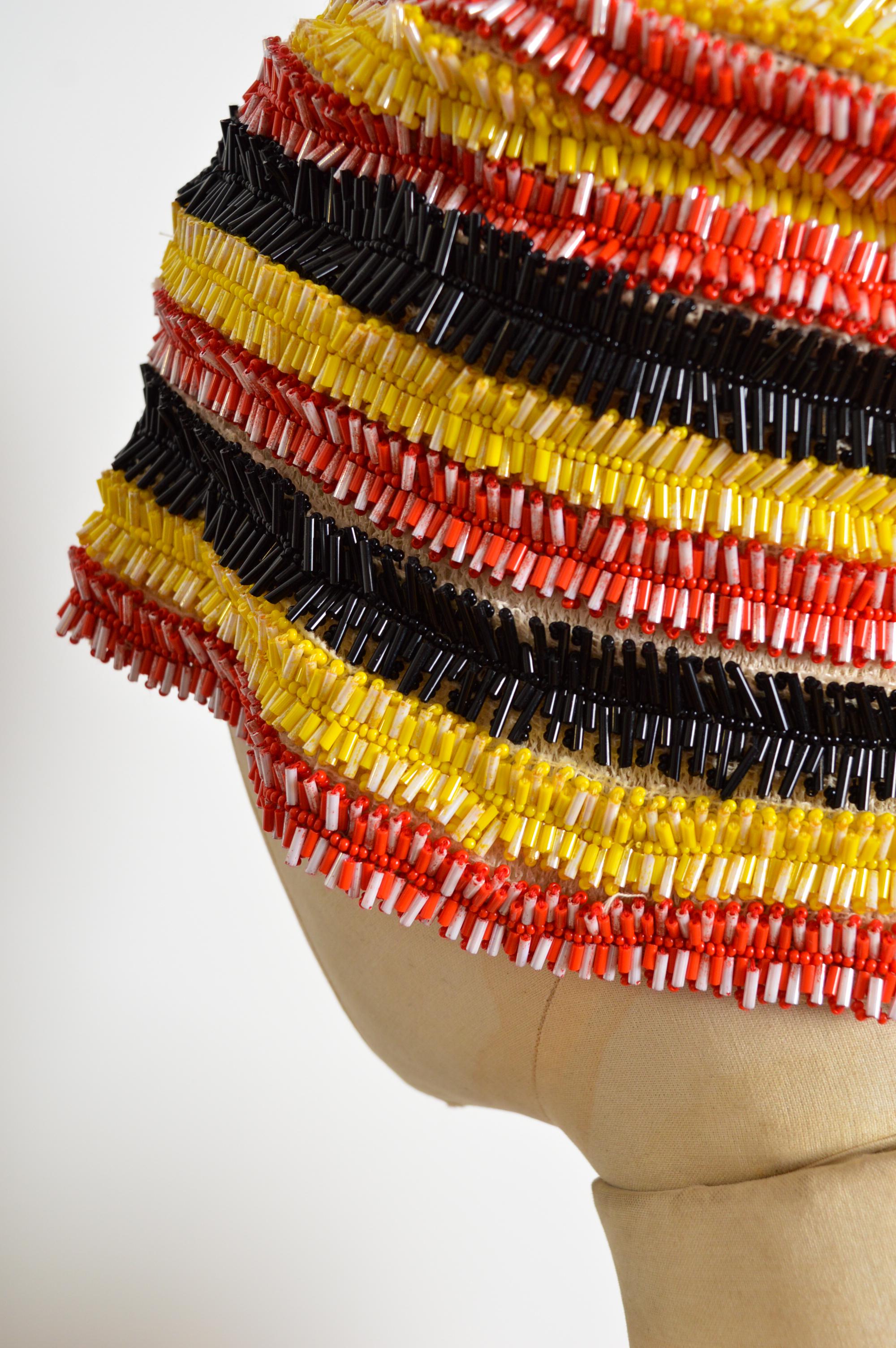 PRADA Spring / Summer 2005 Hand beaded decorative Bob Hat / Sun Hat For Sale 2