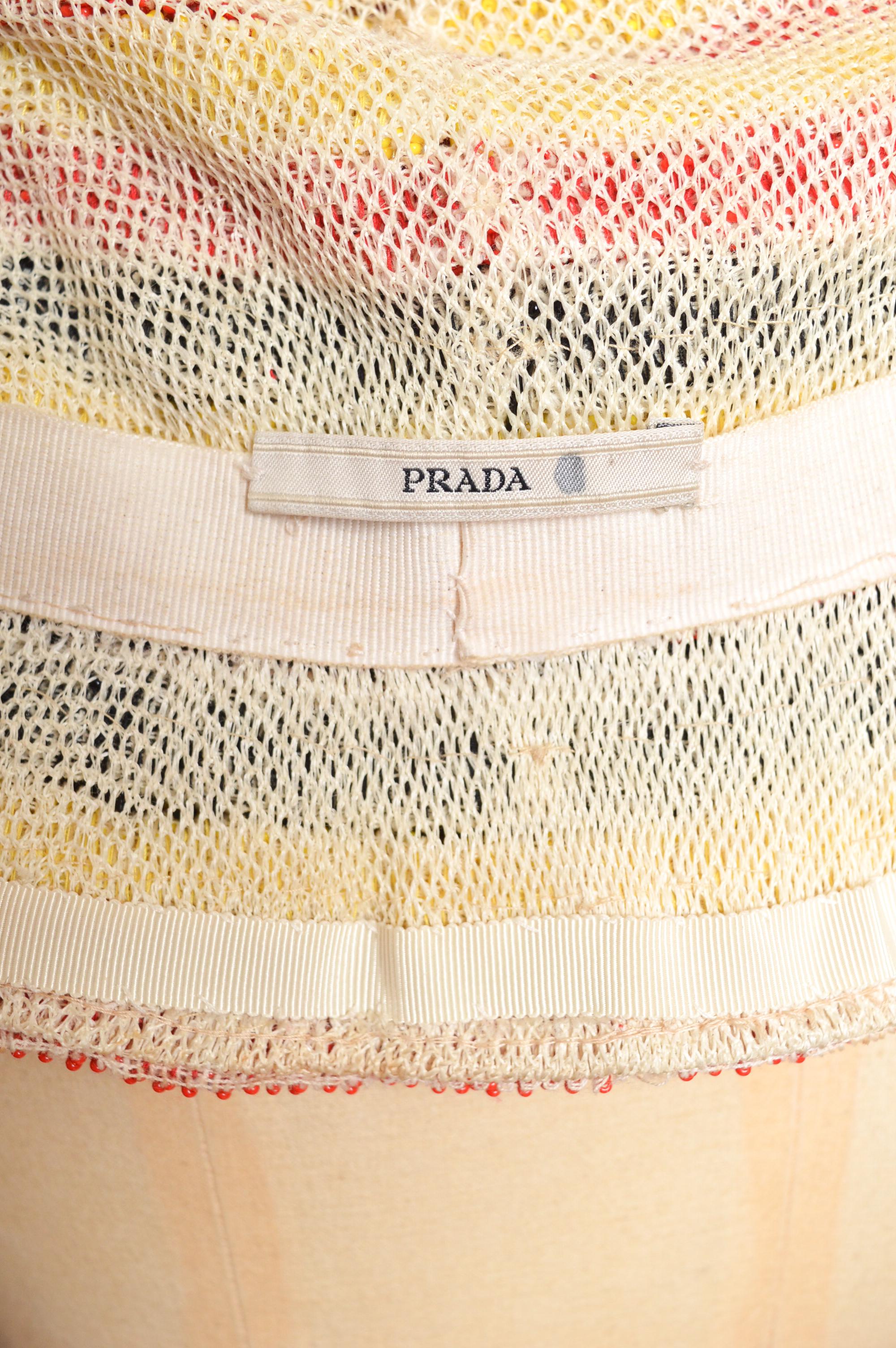 PRADA Spring / Summer 2005 Hand beaded decorative Bob Hat / Sun Hat For Sale 3