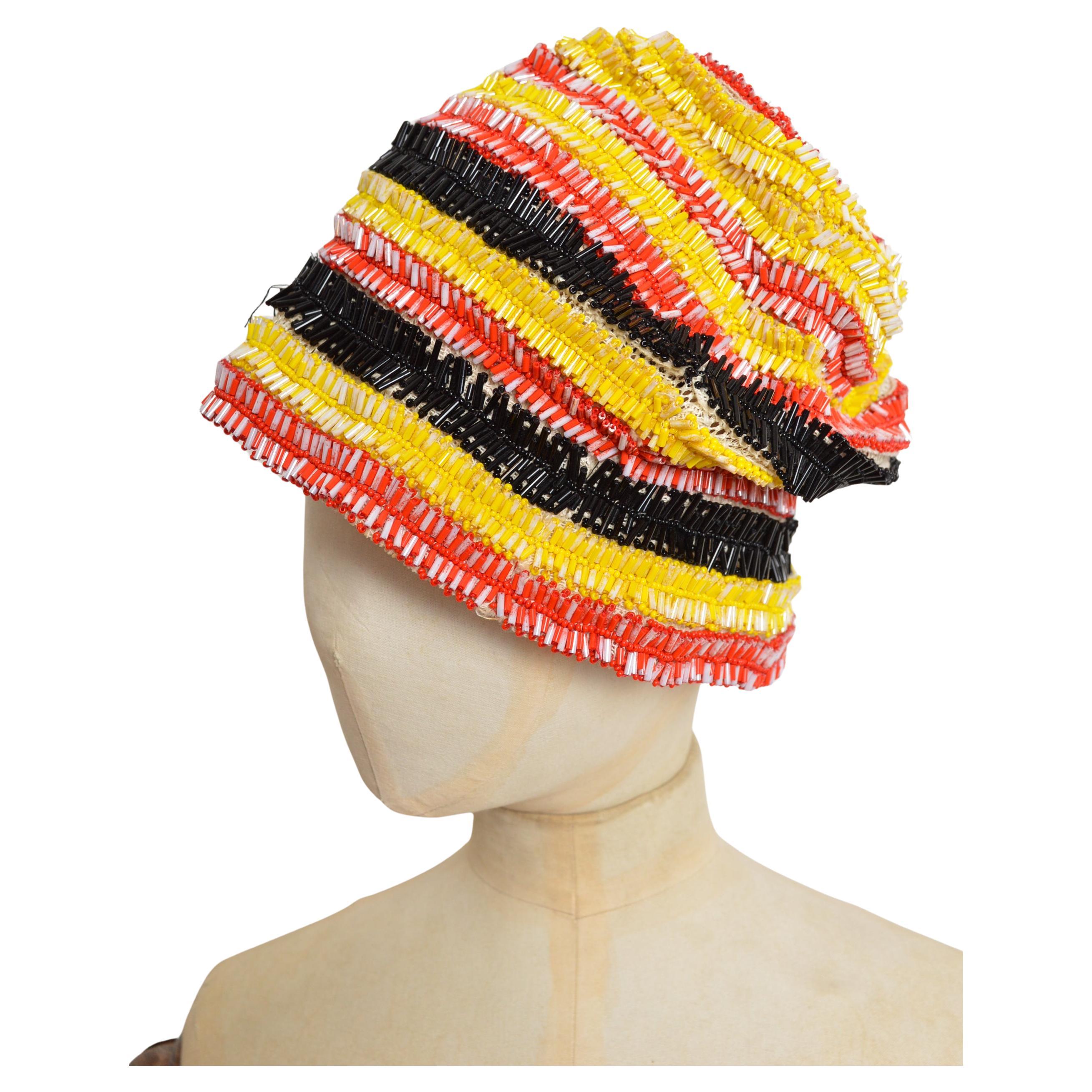 PRADA Spring / Summer 2005 Hand beaded decorative Bob Hat / Sun Hat For Sale