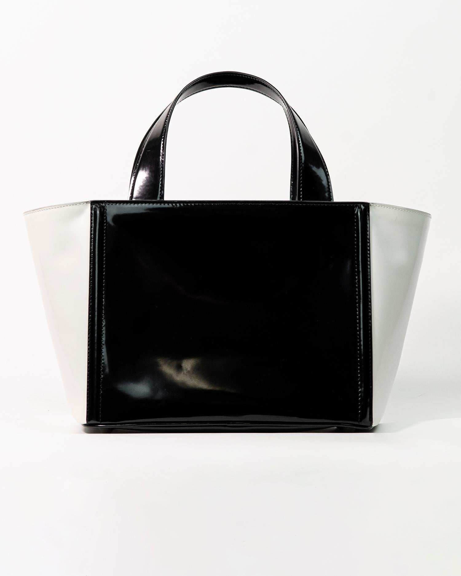 Women's or Men's PRADA Spring Summer 2013 Runway Monochrome Patent Tote Handbag