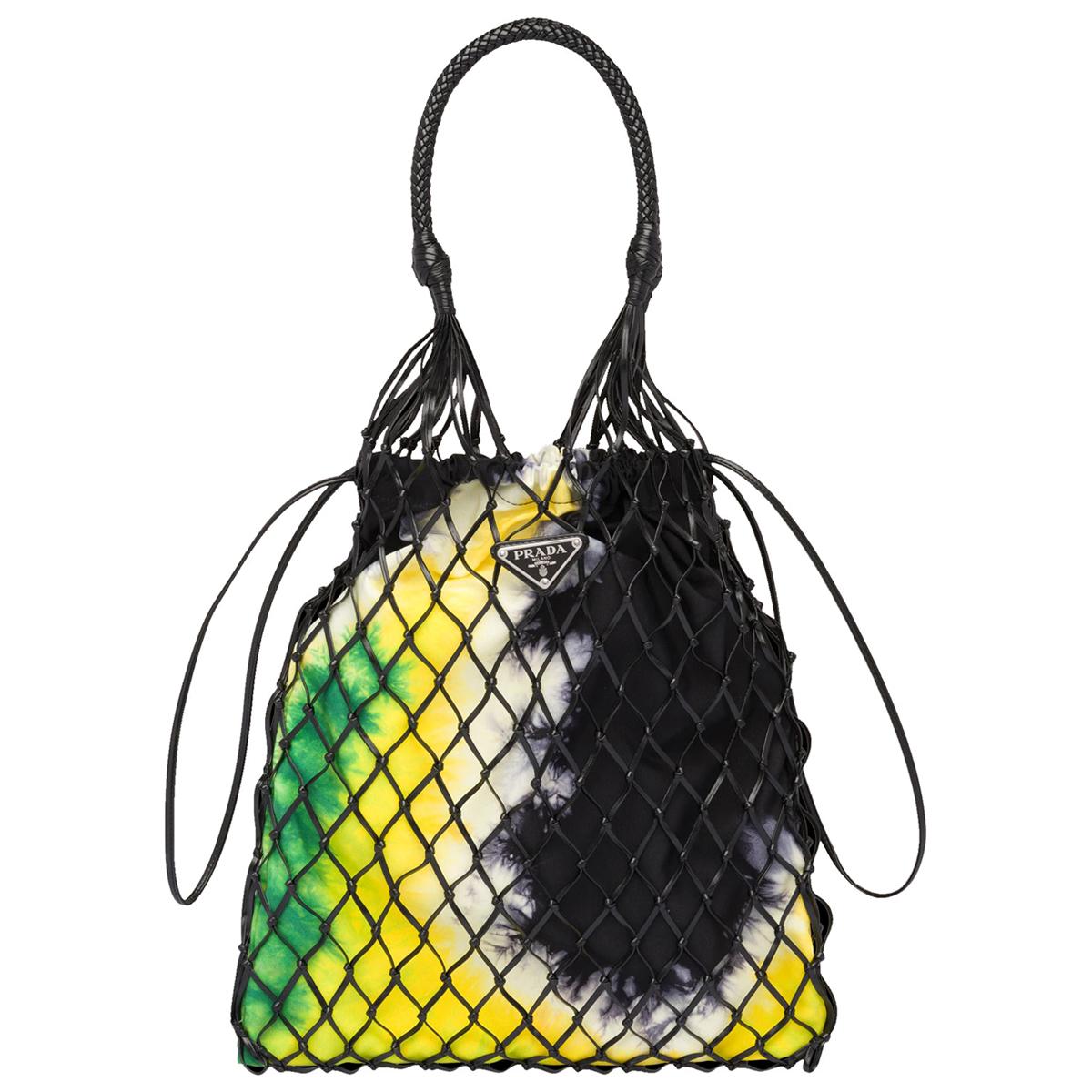 Prada Spring/Summer 2019 Leather Mesh Bag w/ Canvas Tie-Dye rt. $1,520 at  1stDibs