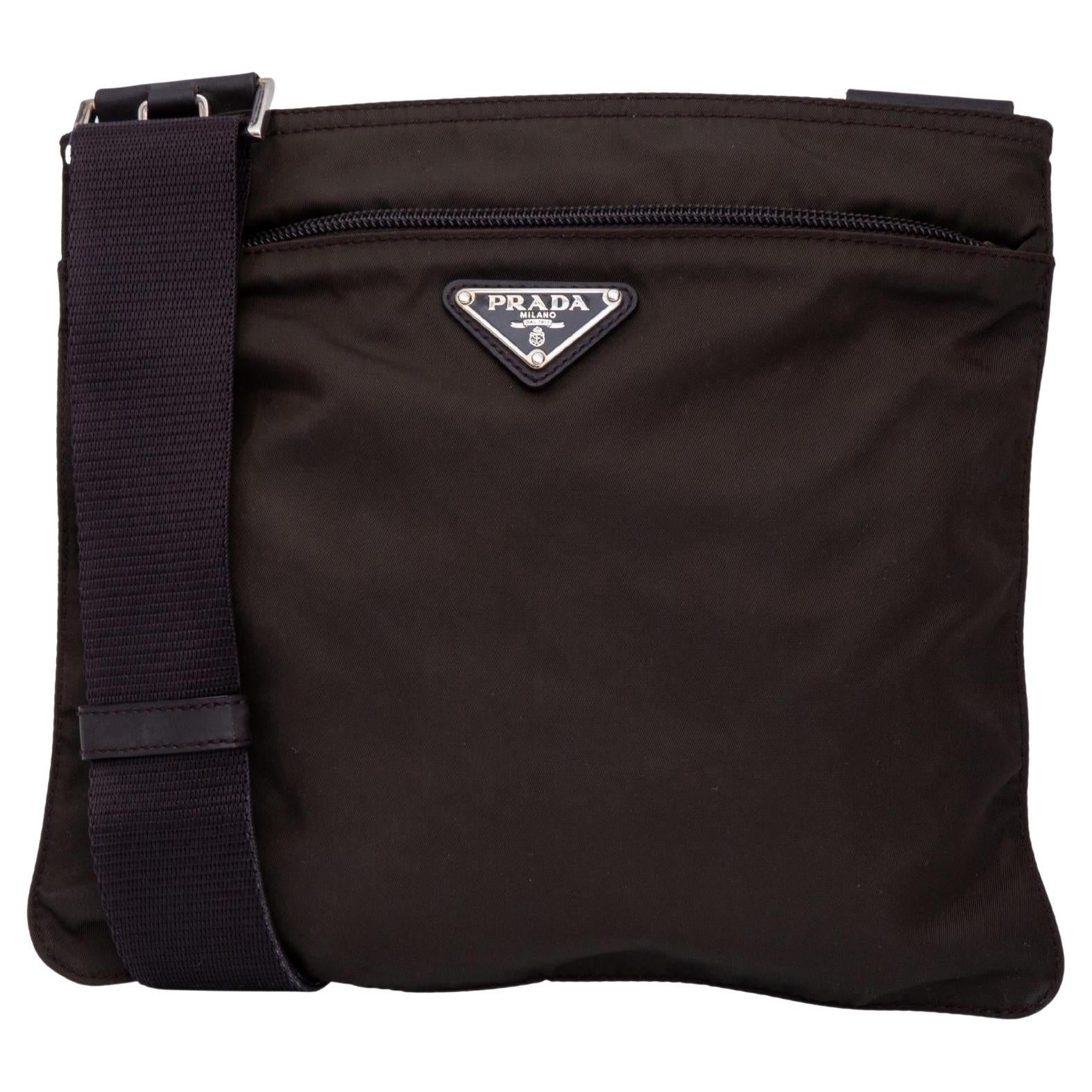 Prada Square Nylon Dark Green Crossbody Bag For Sale at 1stDibs
