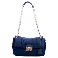 Prada Square Quilted Navy Puffer Flap Bag