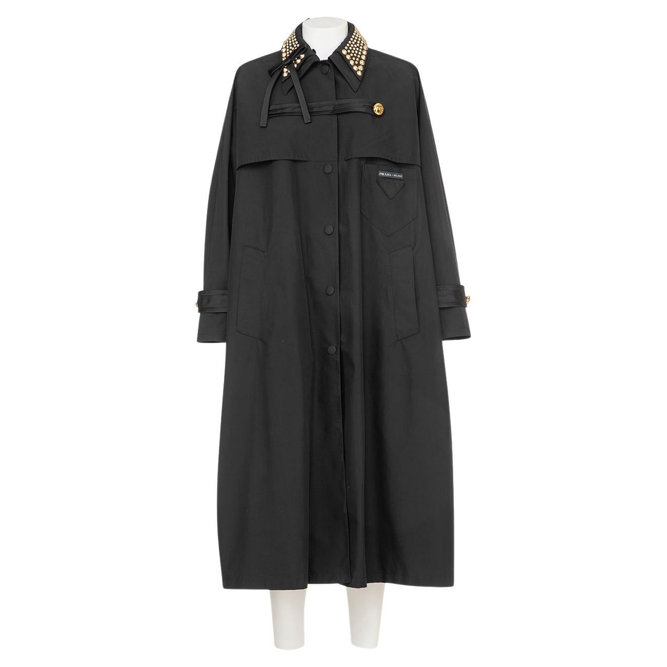 PRADA SS 19 Abrigo de un solo pecho con cuello de doble tachuela en venta