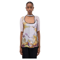 Prada SS 2008 James Jean Purple Printed "Fairy" Silk Runway Top IT 44