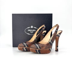Prada SS 2009 Snakeskin Platform Slingback High Heel Pumps 36.5