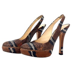 Prada SS 2009 Snakeskin Platform Slingback High Heel Pumps 36.5