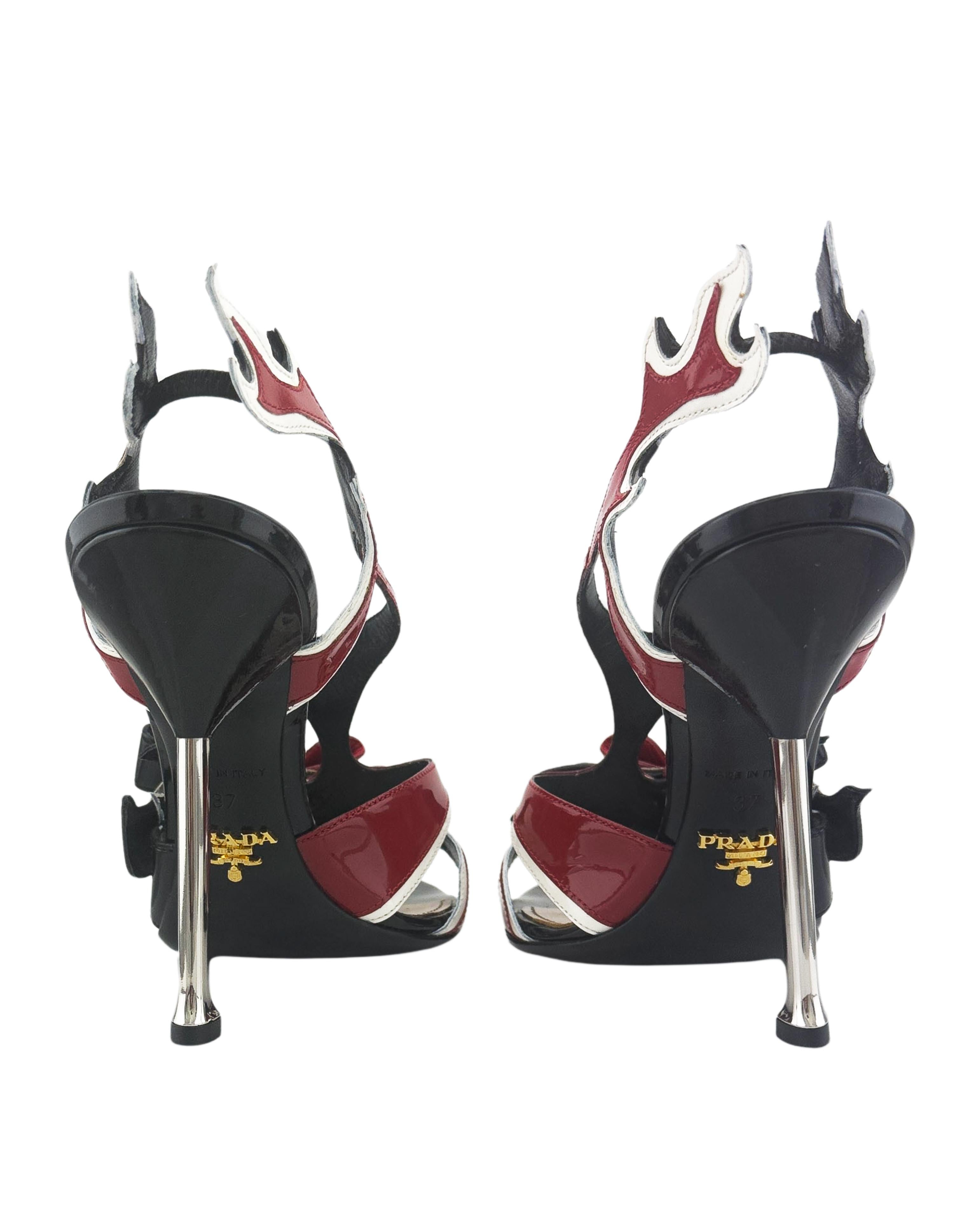Prada SS 2012 Car Collection Leather Heeled Shoes with Flame Cutout Detail For Sale 1