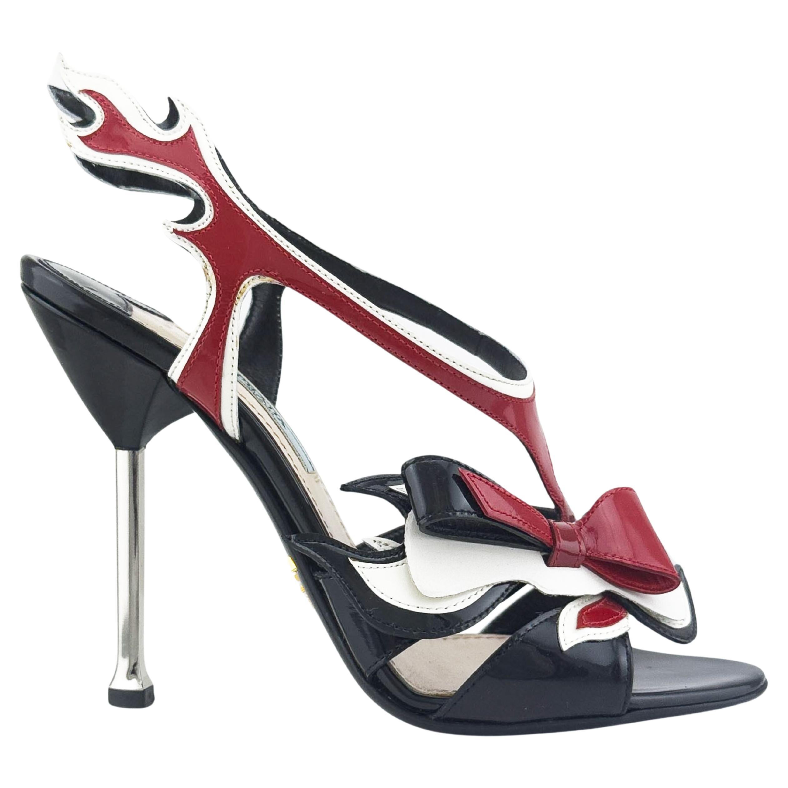 Prada SS 2012 Car Collection Leather Heeled Shoes with Flame Cutout Detail For Sale