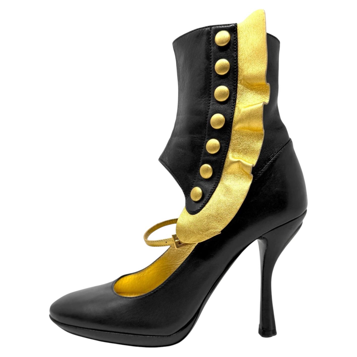 Prada SS08 Hada Pasarela Piel Bota Mary Jane Tacones 37.5 en venta