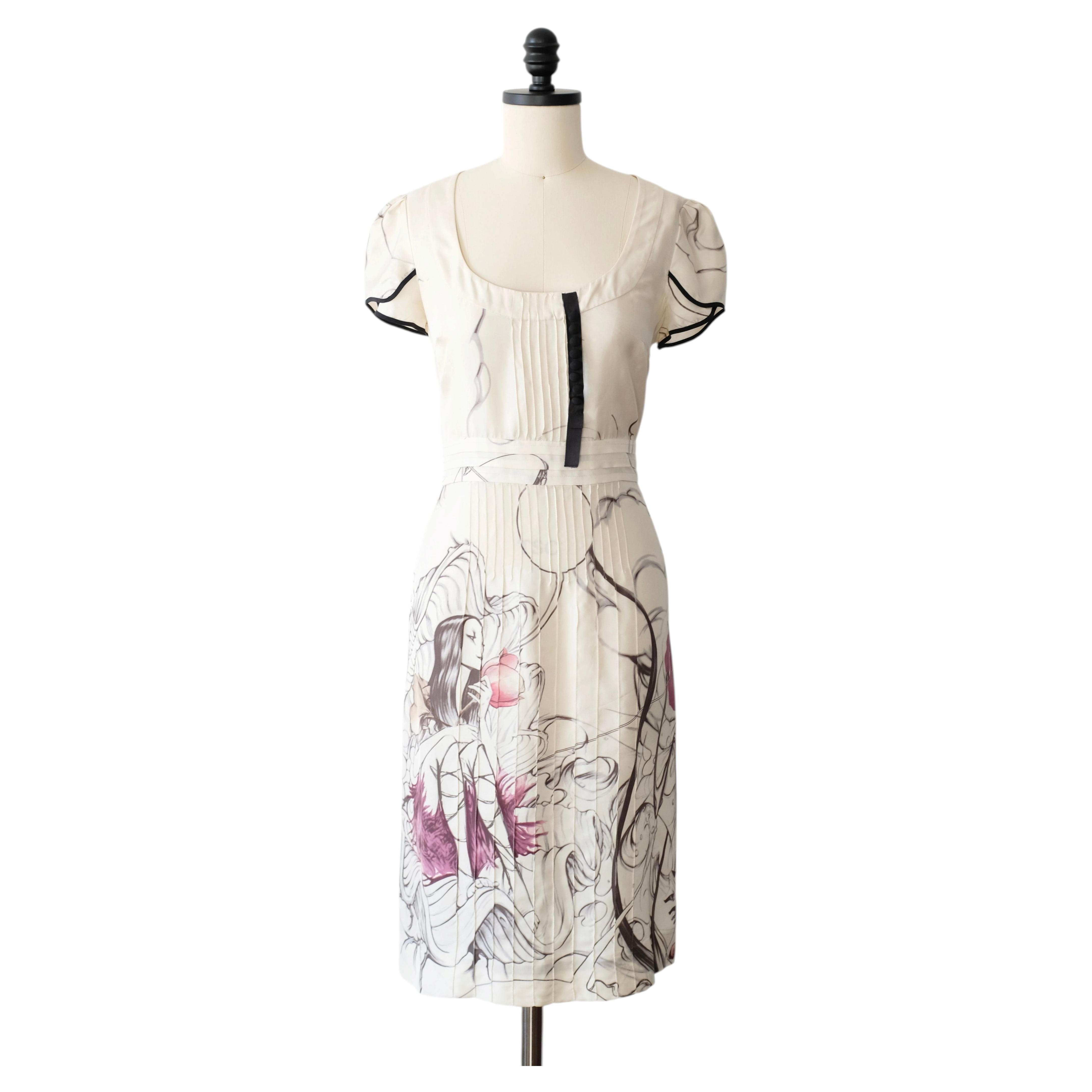 Pre-owned Prada Ss2008 Silk Fairy Dress (m) In Sand