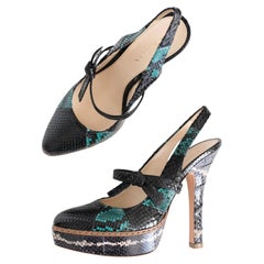 Prada SS2009 Python Mary Jane Bow Slingback Platform Heels (37)