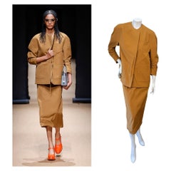 Prada SS2023 Camel Sculpted Jacket 
Pencil Skirt Set – IT 38