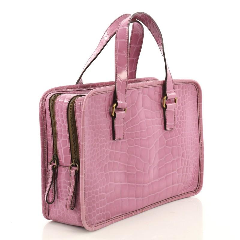 pink crocodile prada bag