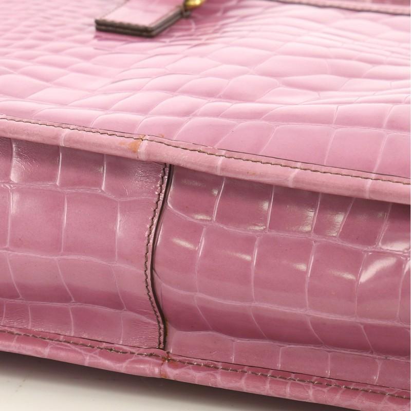 Prada St. Cocco Lucido Bauletto Handle Bag Crocodile Embossed Leather In Good Condition In NY, NY