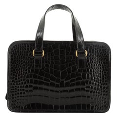 Prada Odette Crocodile Bandoliera Shoulder Bag Black