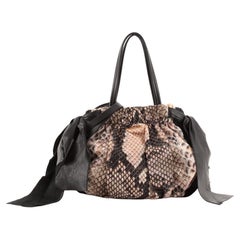 Prada St. Pitone Convertible Bow Satchel Bedrucktes Tessuto Klein