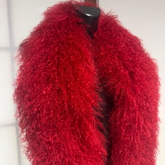 Prada Vibrant Red Mongolian Lamb Stole, 2014 Collection, Made in Italy