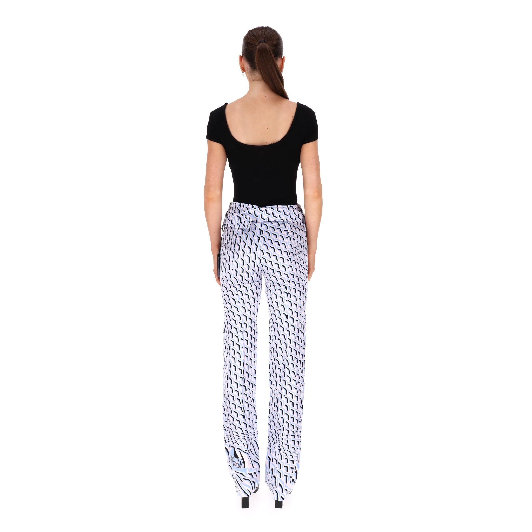Prada Straight-Leg Geometric Print Trousers In New Condition For Sale In London, GB