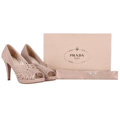 Prada Strappy Leather Peep-Toe Pumps