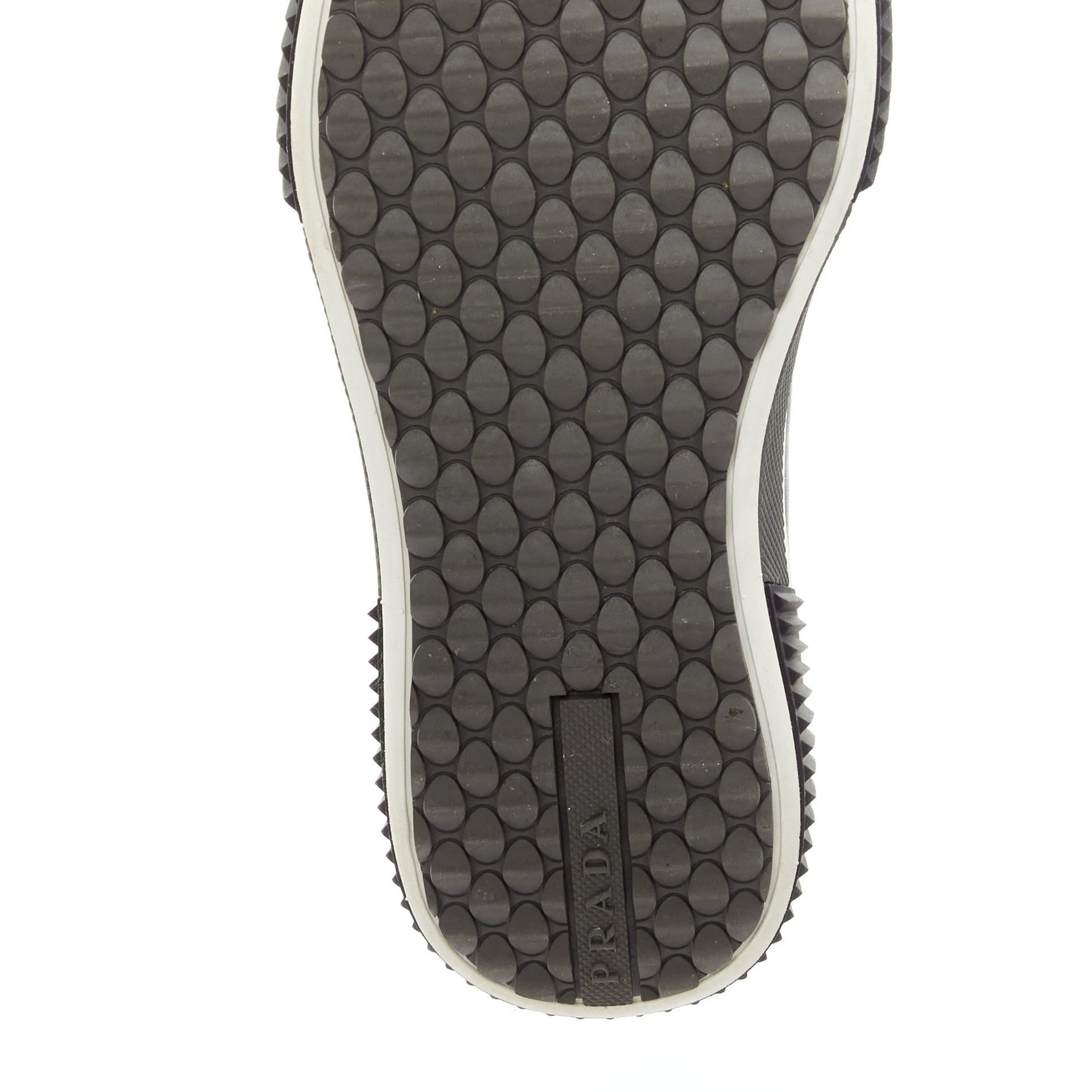 PRADA Stratus black grey suede leather low top sneakers UK5.5 EU39.5 For Sale 5