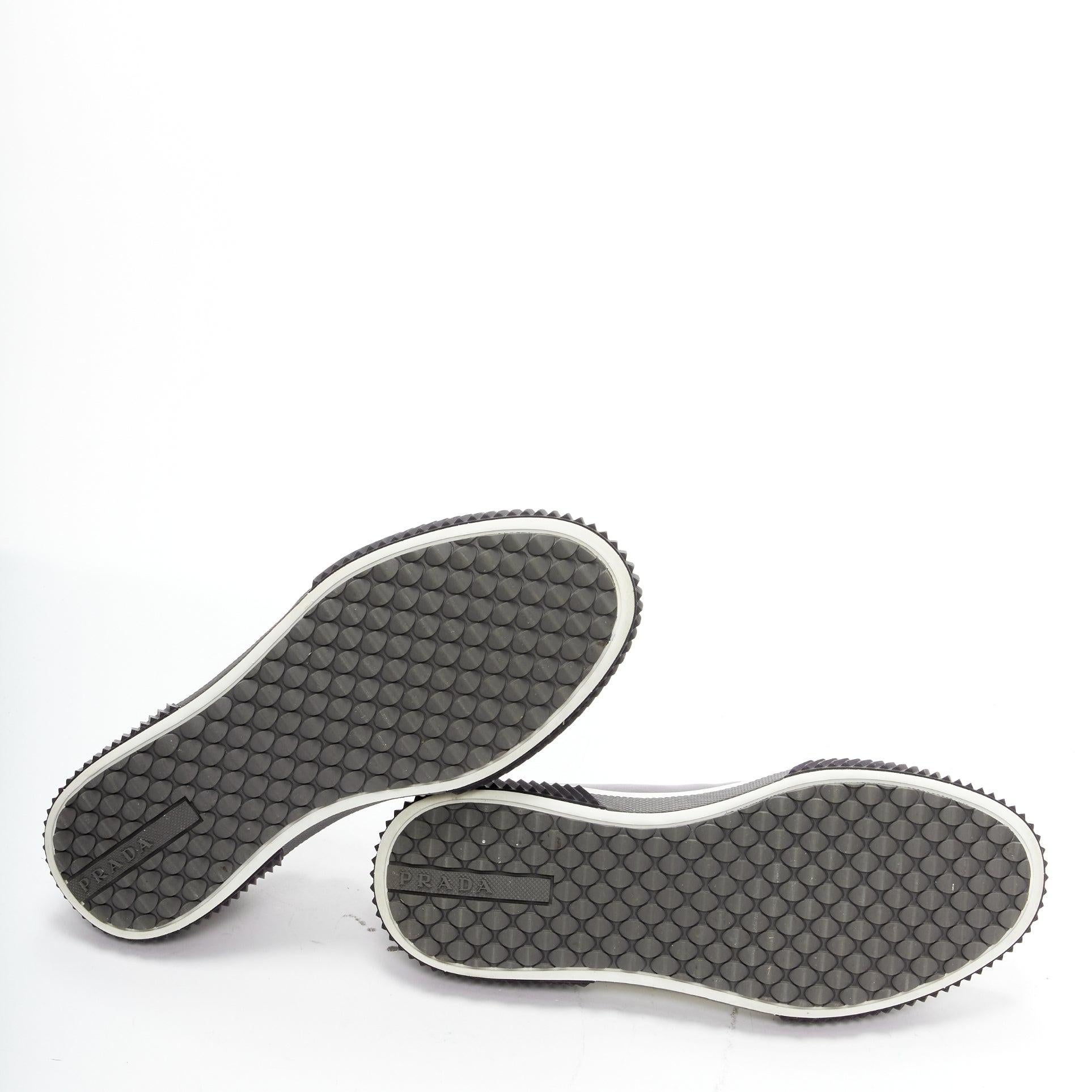 PRADA Stratus black grey suede leather low top sneakers UK5.5 EU39.5 For Sale 6