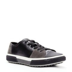 PRADA Stratus black grey suede leather low top sneakers UK5.5 EU39.5