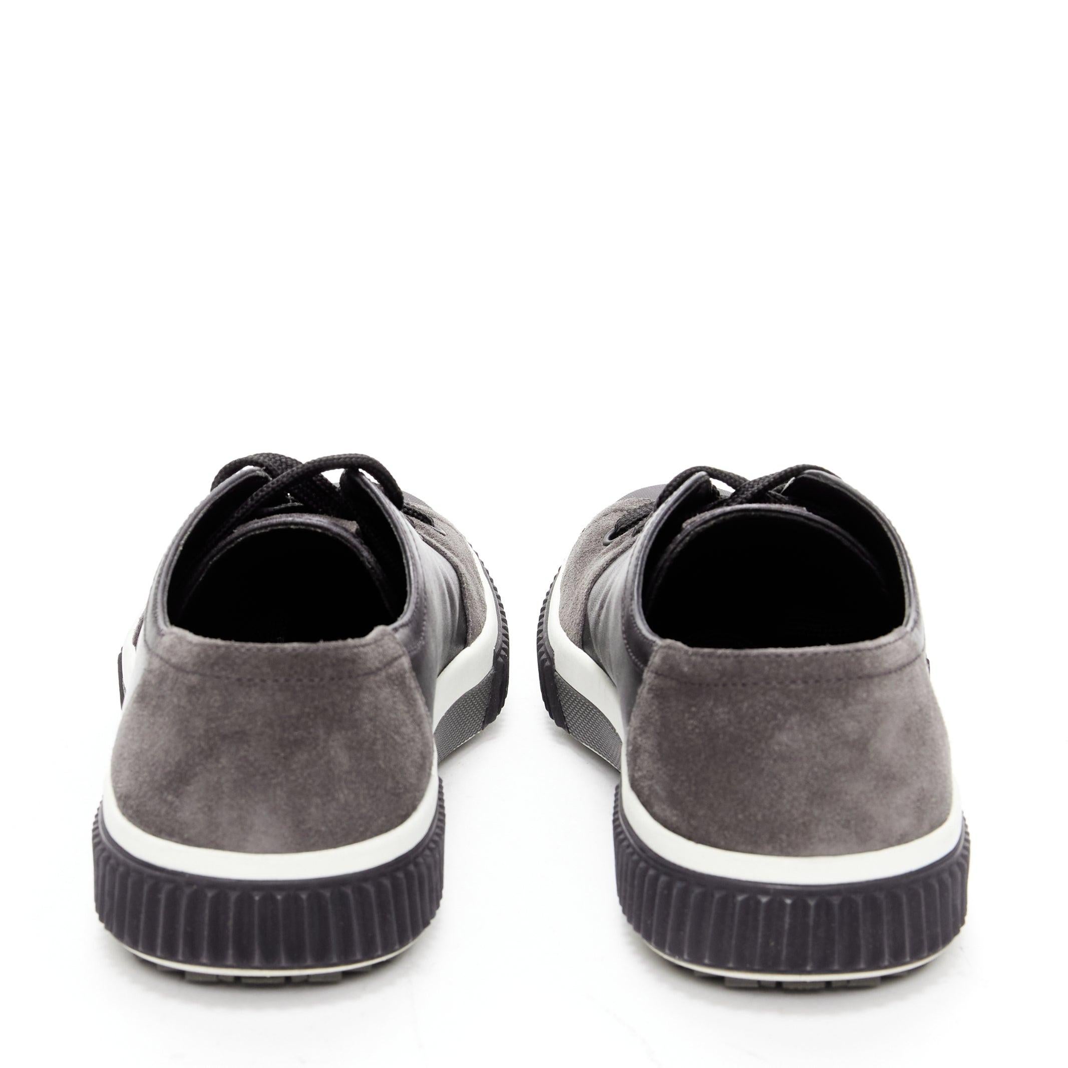 Men's PRADA Stratus black grey suede leather low top sneakers UK5.5 EU39.5 For Sale