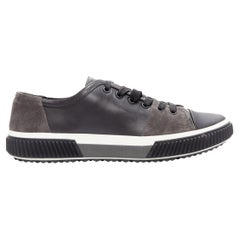 PRADA Stratus black grey suede leather low top sneakers UK5.5 EU39.5