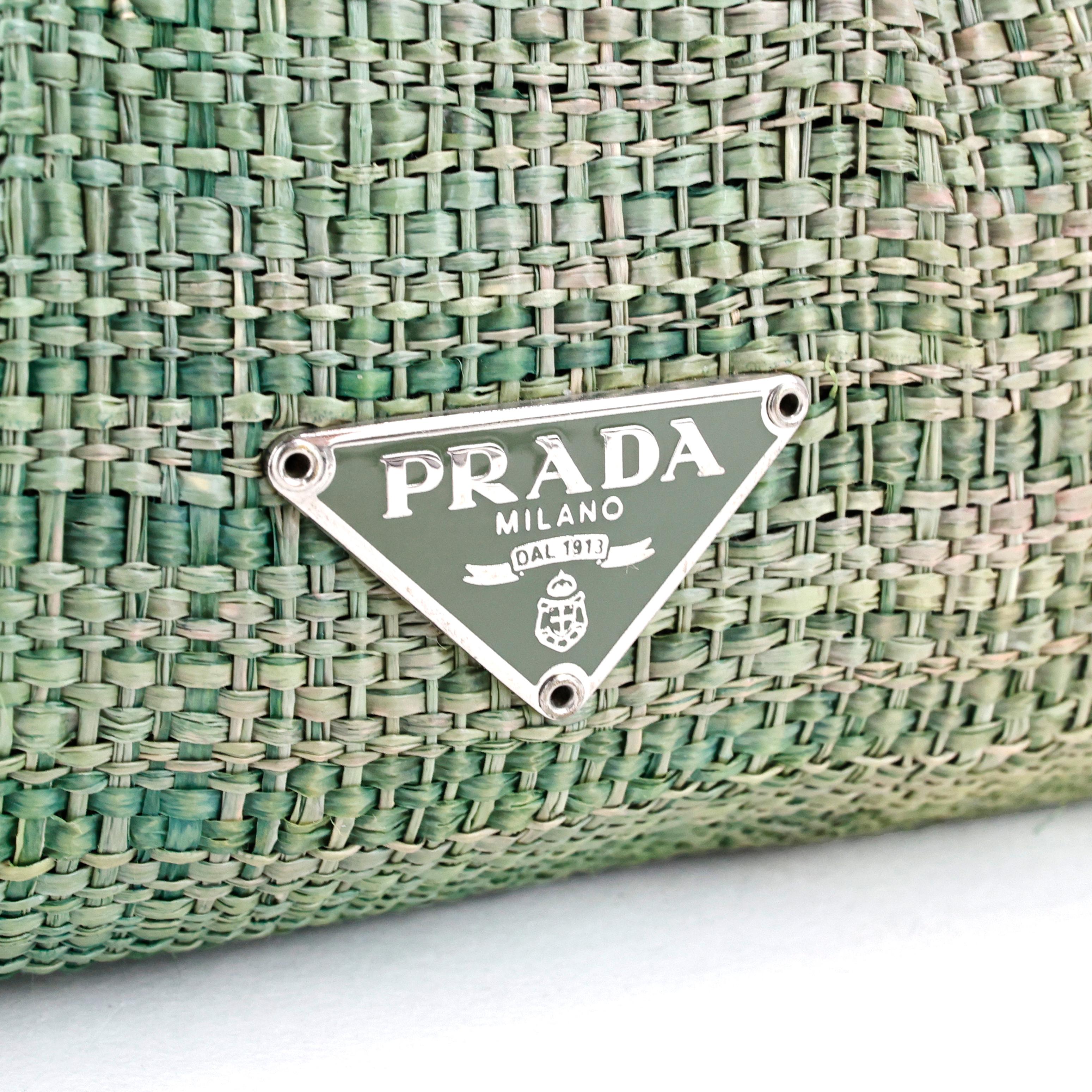 Prada Straw Snake Leather Bag For Sale 2