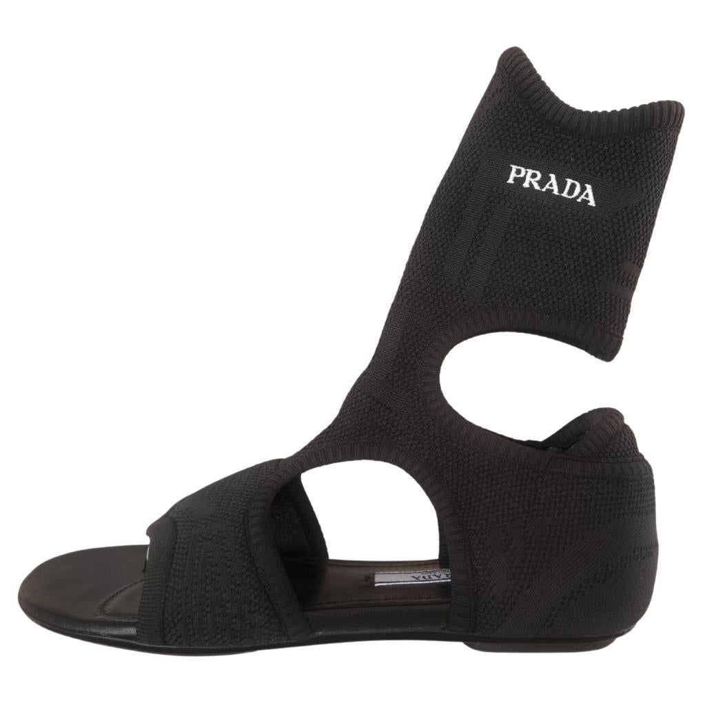 PRADA Stretch Knit Gladiator Sock Sandal Flats For Sale