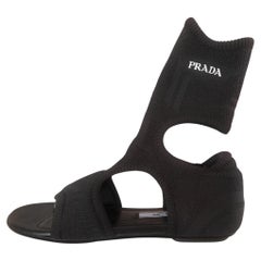 PRADA Stretch Knit Gladiator Sock Sandal Flats